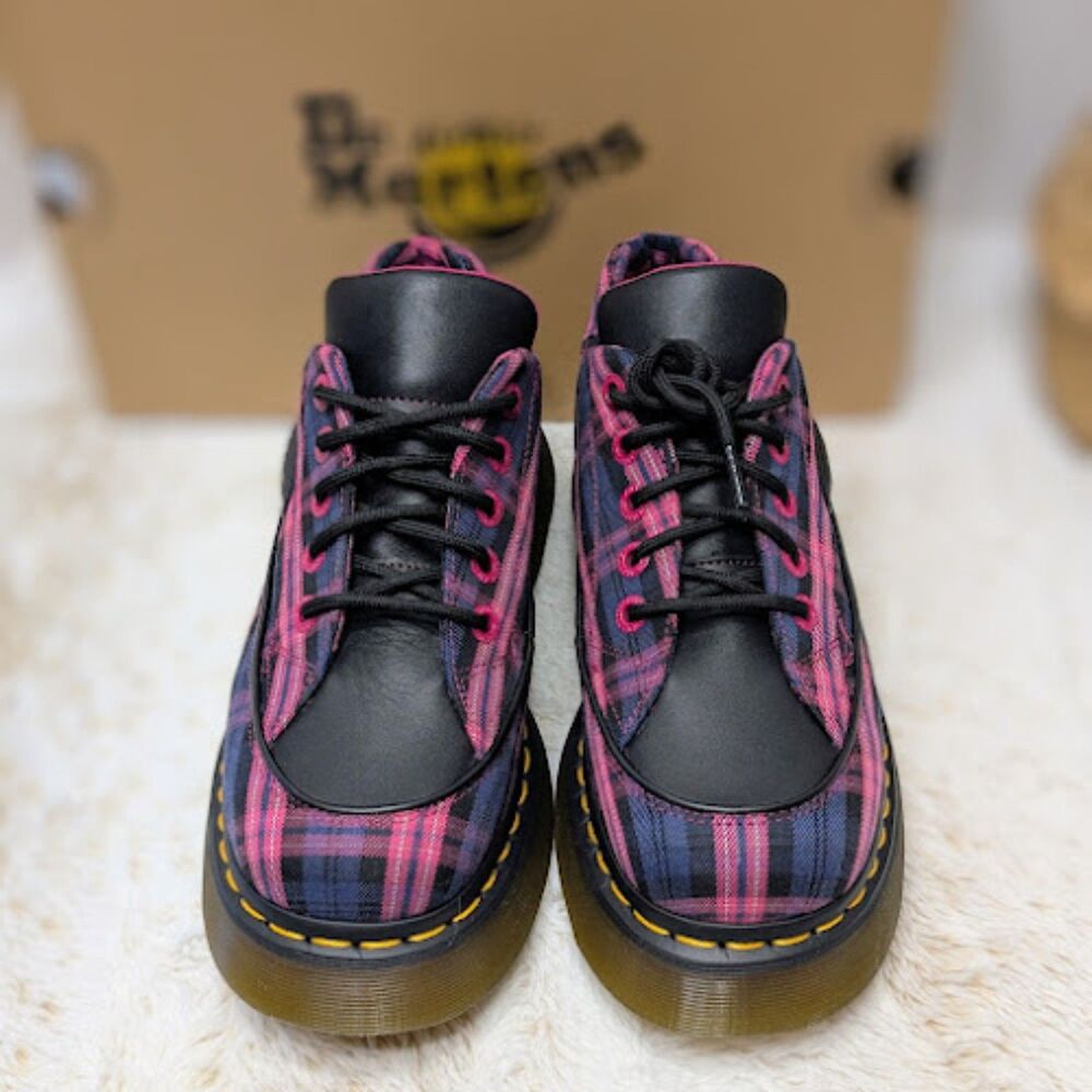 Dr. Martens Buzz 5-Eye Black & Pink Tartan & Leather Lace Up Shoes UK 6 NIB - Picture 5 of 14